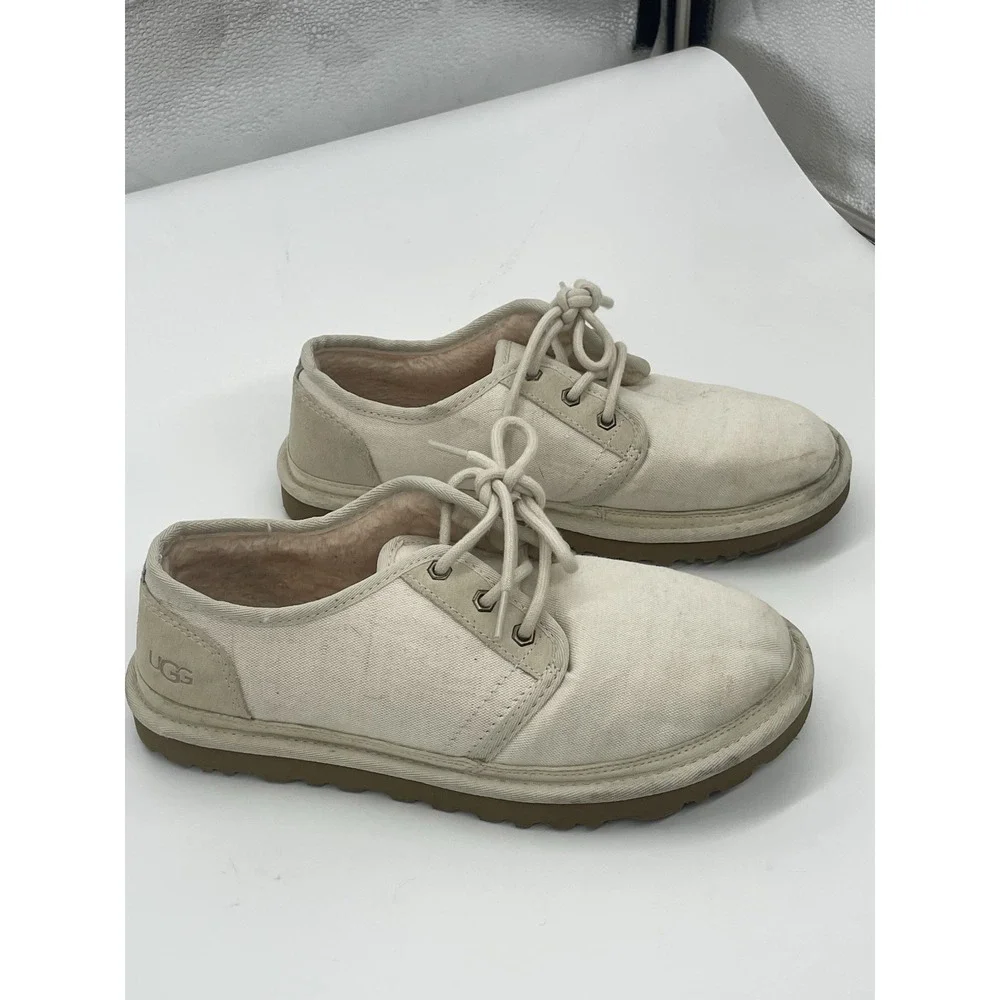 UGG Australia Men's Newmel Shoes Sz 8 Walking White Low Canvas Casual